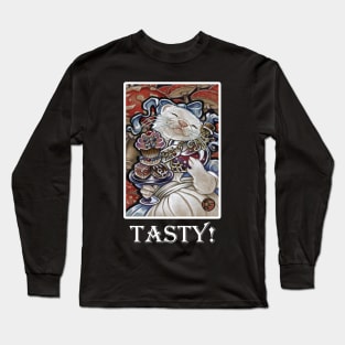 Alice Ferret - Tasty Quote - White Outlined Version Long Sleeve T-Shirt